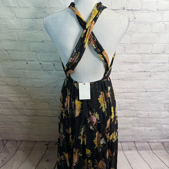 ASOS Black Floral Criss Cross Back Dress 4 NWT - Picture 5 of 10